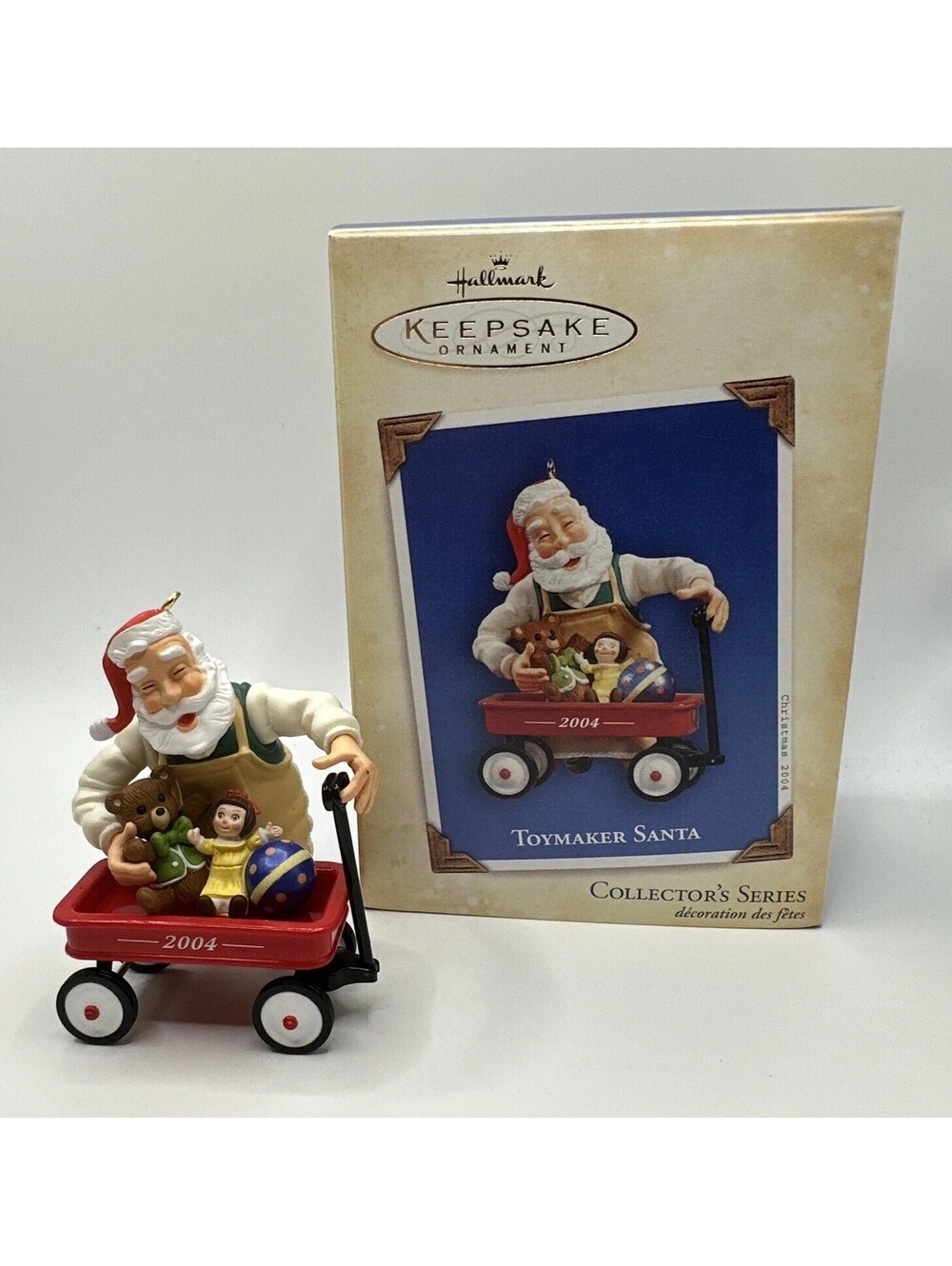 Hallmark Keepsake Toymaker Santa 2004 Red Wagon Collector’s Series Ornament